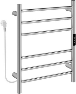 Полотенцесушитель электрический 100Вт, 6 перекладин, 50хh63cм, пульт с дисплеем, подключ. скрытое+кабель с вилкой, (цв.хром),  ZZ Abber Standard AH4606