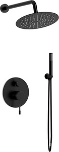 Душевой к-т: смеситель встр.в стену, верхний душ 255х255мм, ручн.душ, шланг, кронштейн совмещ. со шланг.подсоед., (цв.черный матовый), Desire ZZ Vincea Универсал VSFW-1D1MB