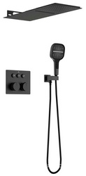 Душевой к-т: смес-термостат с перекл., встр.в стену, верхн.душ, ручн.душ, шланг, кронштейн, шланговое подсоед, (цв.черный мат)Vincea