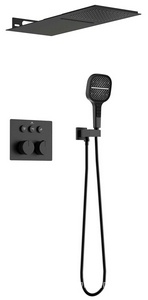 Душевой к-т: смес-термостат с перекл., встр.в стену, верхн.душ, ручн.душ, шланг, кронштейн, шланговое подсоед, (цв.черный мат)Vincea Vincea Универсал VSFW-401TMB