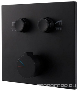 Душевой к-т: смеситель встр.в стену, верхний душ 300х300мм, ручн.душ, шланг, кронштейн совмещ. со шланг.подсоед., (цв.черный матовый), Vincea ZZ Vincea Универсал VSFW-421I3MB