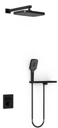 Душ. к-т: смес-термостат встр.в стену, верхний душ 315х210мм, излив, ручн.душ, шланг, полочка совмещ. со шланг.подсоед., (цв.черный матов), Vincea ZZ