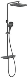 Смеситель для ванны(душа), со стационарным верхн.душем 33х22см., душевая лейка, шланг в компл., (цв.вороненая сталь), Vincea ZZ