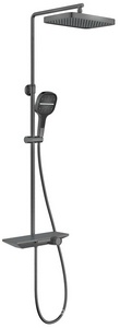 Смеситель для ванны(душа), со стационарным верхн.душем 33х22см., душевая лейка, шланг в компл., (цв.вороненая сталь), Vincea ZZ Vincea Универсал VSFS-411GM
