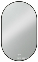 Зеркало 600xh1000х30мм, с встроенным светильником, сенсорным выключ., диммером с функц.антизапотевания, (окантовка цв.черный матовый), Vincea ZZ