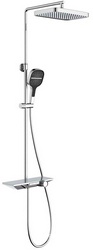 Смеситель для ванны(душа), со стационарным верхн.душем 33х22см., душевая лейка, шланг в компл., (цв.хром), Vincea ZZ