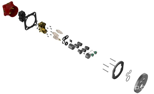Смеситель термостат для душа встраиваемый в стену, на 2 потребителя, (цв.вороненая сталь), Vincea ZZ Vincea Универсал VSCV-322T-MGM