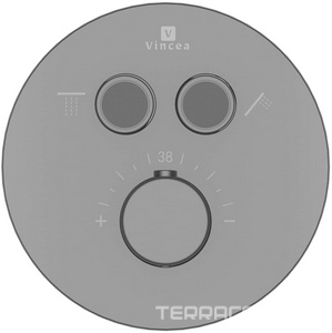 Смеситель термостат для душа встраиваемый в стену, на 2 потребителя, (цв.вороненая сталь), Vincea ZZ Vincea Универсал VSCV-322T-MGM