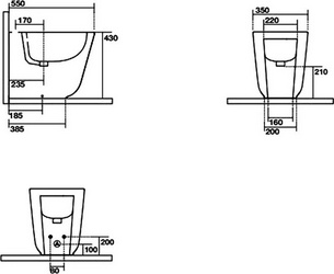 Биде напольное 54х35см, крепёж арт.WB5N в компл., (цв.черный матовый), Tribeca ZZ