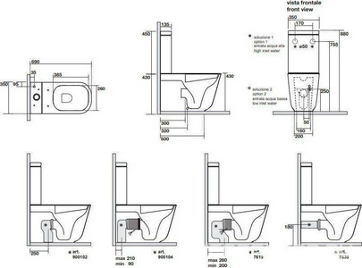 Чаша напольного унитаза моноблок, 69х35см, БЕЗ бачка и сиденья, крепёж арт.WB5N в компл., (цв.черный матовый),  ZZ Kerasan Tribeca 511731