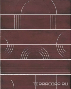 Керамическая плитка Kerama Marazzi Мажорель Панно  бордовый глянцевый (из 6 частей 6х28,5) 36x28,5x1 Бордовый 