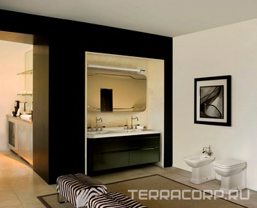 Раковина 150х55см, двойная, по 3 отв.д/смес., накладки отверстий перелива цв.хром в компл., без крепл.к стене,  ZZ Kerasan Waldorf 4143K1bi/cr*3