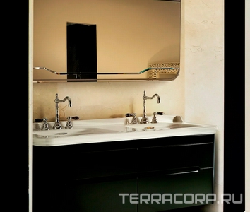 Раковина 150х55см, двойная, по 3 отв.д/смес., накладки отверстий перелива цв.хром в компл., без крепл.к стене,  ZZ Kerasan Waldorf 4143K1bi/cr*3