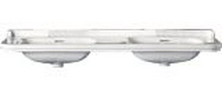 Раковина 150х55см, двойная, по 1 отв.д/смес., накладки отверстий перелива цв.хром в компл., без крепл.к стене,  ZZ Kerasan Waldorf 4143K1