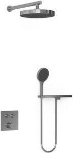 Душевой к-т: смеситель встр.в стену, верхний душ 300мм, ручн.душ, шланг, кронштейн совмещ.со шланг.подсоед.,, (цв.воронен.сталь), Vincea ZZ Vincea Универсал VSFW-4I212RGM