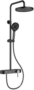 Смеситель для душа, со стационарным верхн.душем 25,5см., душевая лейка, шланг в компл., (цв.черный матовый), Vincea ZZ Vincea Универсал VSFS-402MB