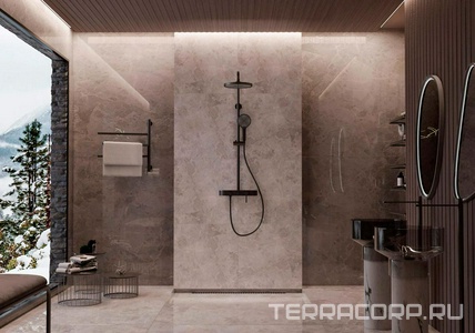 Смеситель для душа, со стационарным верхн.душем 25,5см., душевая лейка, шланг в компл., (цв.черный матовый), Vincea ZZ Vincea Универсал VSFS-402MB