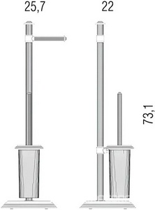 Аксессуары Colombo Hermitage Стойка напольная с держателем для туал.бумаги и ершиком, h73см. (цв.PVD золото / стекло мат.),  ZZ Золотой 