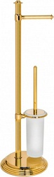 Стойка напольная с держателем для туал.бумаги и ершиком, h73см. (цв.PVD золото / стекло мат.), Hermitage ZZ