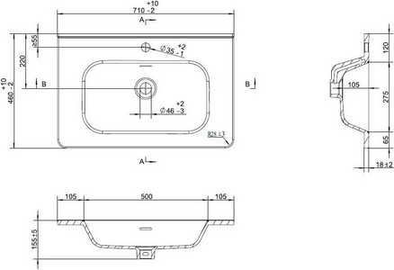 Раковина 70x46cм, с 1 отв.д/смесит., с переливом, (керамика, цв.белый),  ZZ Jorno Chiara luce Stur.08.80/W/JR