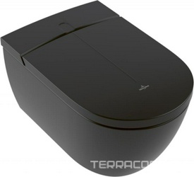 Унитаз-биде подвесной, безободковый, 385х595мм, сиденье-биде, крепёж в компл, (цв.Pure Black, CeramicPlus), ViClean ZZ