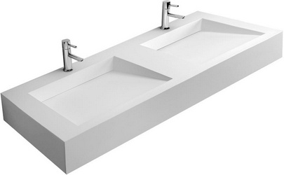 Раковина подвесная, 1205х450хh150мм, без отв.д/смесит., без перелива, (искусств. камень цв. белый матовый),  ZZ Abber Stein AS2643-1.2