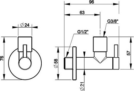 Кран-фильтр округлый, для подвода воды к смесителю на раковину/биде, на 1/2 / 3/8, (цв. чёрный XL), Gessi ZZ Gessi Универсал 01411 299