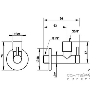 Кран-фильтр округлый, для подвода воды к смесителю на раковину/биде, на 1/2 / 3/8, (цв. чёрный XL), Gessi ZZ Gessi Универсал 01411 299
