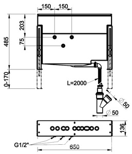 Бокс монтажный с каркасом для смесителя на борт ванны, (цв.хром), Gessi ZZ Gessi Универсал 01669 031