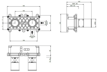 Встраиваемая часть для смесителя с изливом, (цв.Steel Brushed), Gessi ZZ Gessi Универсал 63397 239