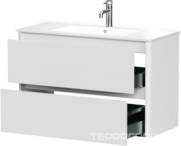 Тумба под раковину, с двумя выкатными ящиками,990х460хh635мм, без раковины, (цв.белый матовый),  ZZ Allen Brau Gravity 1.370010.WM