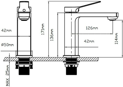Смеситель для раковины, без д/к, (цв.брашированное золото),  ZZ Vincea Arco VBF-4AR01BG