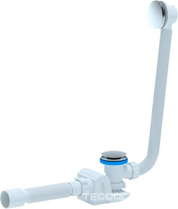 Слив-перелив для ванны, нажимной click-clack, 60см, выпуск,гофра, (пластик цв.белый / фурнитура латунь цв.хром), Астра-Форм ANI PLAST EC655GS ZZ Астра-Форм Универсал ANI PLAST EC655GS click-clack