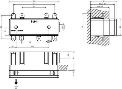 Встраиваемая часть настенного однорычажного смесителя с изливом (цв.хром), Gessi ZZ Gessi Универсал 44697 031