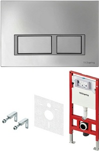 Комплект для установки подвесного унитаза, (застен.модуль, крепёж, прокладка звукоиз, панель 2-го смыва цв.хром глянц., контур клавиш хром мат.), Base Tece TECEspring S401201
