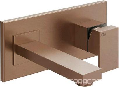 Смеситель для раковины, настенный, (внешняя часть БЕЗ встраив. части арт.44697 031), излив 90-300мм, (цв.Copper Br. PVD),  ZZ Gessi Rettangolo 44834 708