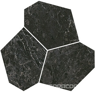 Декор  наборный чёрный глянцевый обрезной 26,5x25,5x0,9 Kerama Marazzi Марсель Черный 
