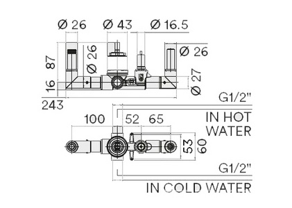 Скрытая часть встраиваемого смесителя для ванны,  ZZ Bossini Apice Z00546000