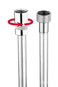 Шланг для душа, пластиковый с гладкой поверхностью под металл, с защитой от перекручивания, 1500мм, G1/2, (цв. хром), CROMOLUX Bossini ZZ Bossini Универсал A00167 030 cm 150 Standard