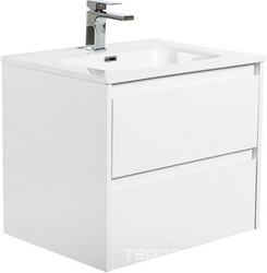 База под раковину подвесная с двумя выкатными ящиками, 610х460х515мм, без раковины, (цв.Bianco Opaco), Kraft ZZ