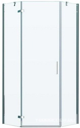 Душевой уголок 900х900хh1950мм, пятиугольн., дверь распашнная, петли слева, с 2 неподв. сегментами, (стекло прозрачное 6мм, фурн.цв.хром), Kraft ZZ