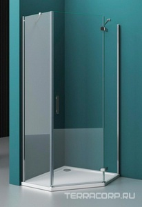 Душевой уголок 1000х1000хh1950мм, пятиугольн., дверь распашнная, петли справа, с 2 неподв. сегментами, (стекло прозрачное 6мм, фурн.цв.хром),  ZZ BelBagno Kraft KRAFT-P-1-100-C-Cr-R