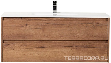 База под раковину на 2 чаши, подвесная с 2 выкатными ящиками 1210х460хh515мм, без раковины, (цв.Rovere Tabacco), Kraft ZZ