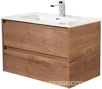 База под раковину подвесная с 2 выкатными ящиками и одной распашной дверцей,1000х460хh500мм,правосторонняя, без раковины, (цв.Rovere Tabacco), ZZ BelBagno Kraft KRAFT-1000-2C-1A-SO-RT-R