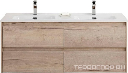 База под раковину подвесная с 4 выкатными ящиками, 1210х455хh500мм, без раковины, (цв.бежевый матовый), Kraft ZZ