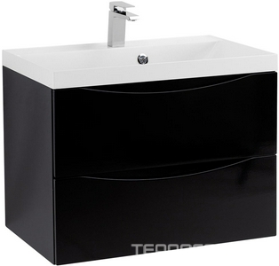 База под раковину подвесная с 2 выкатными ящиками, 696х448хh500мм, без раковины, (цв.Nero Lucido),  ZZ BelBagno Marino MARINO-700-2C-SO-NL-P