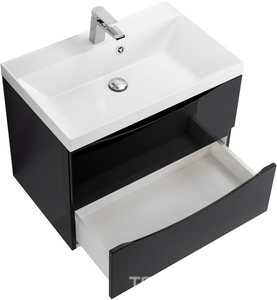 База под раковину подвесная с 2 выкатными ящиками, 696х448хh500мм, без раковины, (цв.Nero Lucido),  ZZ BelBagno Marino MARINO-700-2C-SO-NL-P