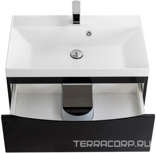 База под раковину подвесная с 2 выкатными ящиками, 696х448хh500мм, без раковины, (цв.Nero Lucido),  ZZ BelBagno Marino MARINO-700-2C-SO-NL-P