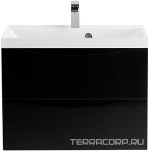 База под раковину подвесная с 2 выкатными ящиками, 696х448хh500мм, без раковины, (цв.Nero Lucido),  ZZ BelBagno Marino MARINO-700-2C-SO-NL-P