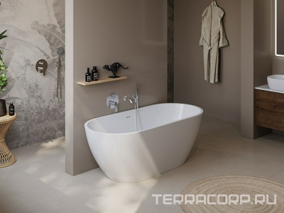 Ванна 1700х750хh580мм, отдельностоящая, интегрированный слив-перелив, донный клапан цв.хром в компл., (акрил цв.белый), Uno ZZ BelBagno UNO BB701-1700-750-K